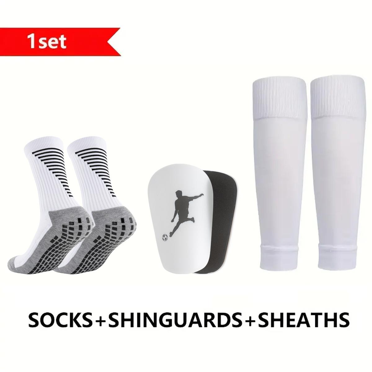 Football Shin Guard Adult Football Socks and Mini Shin Guard Leg Cover Set Shin Guard Adult Football Anti slip Sports Socks L белый