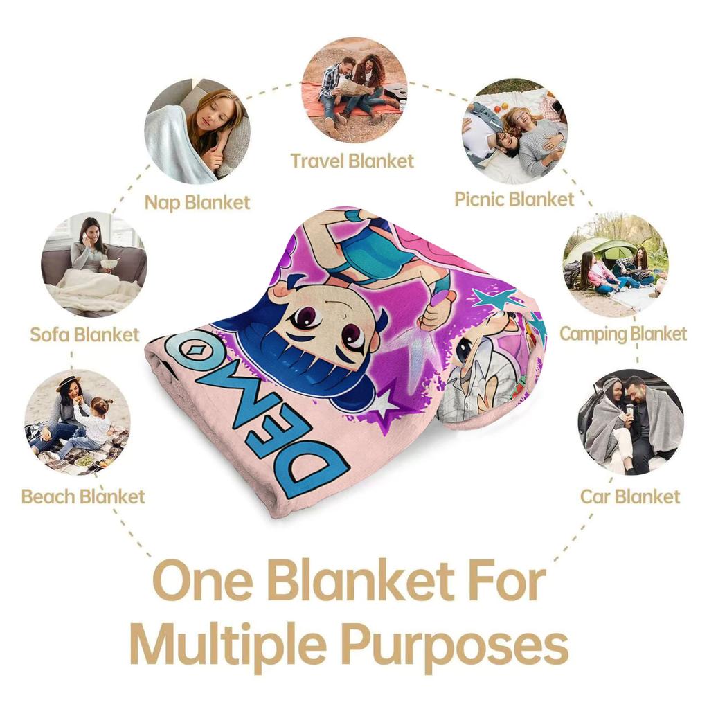 1 Pezzo Coperta in Flanella Cartone Animato K Pop Demon Hunter Peluche Coperta Alla Moda Calda per Camera da Letto Ufficio Riposino Viaggio Campeggio Carino Regalo per Fan