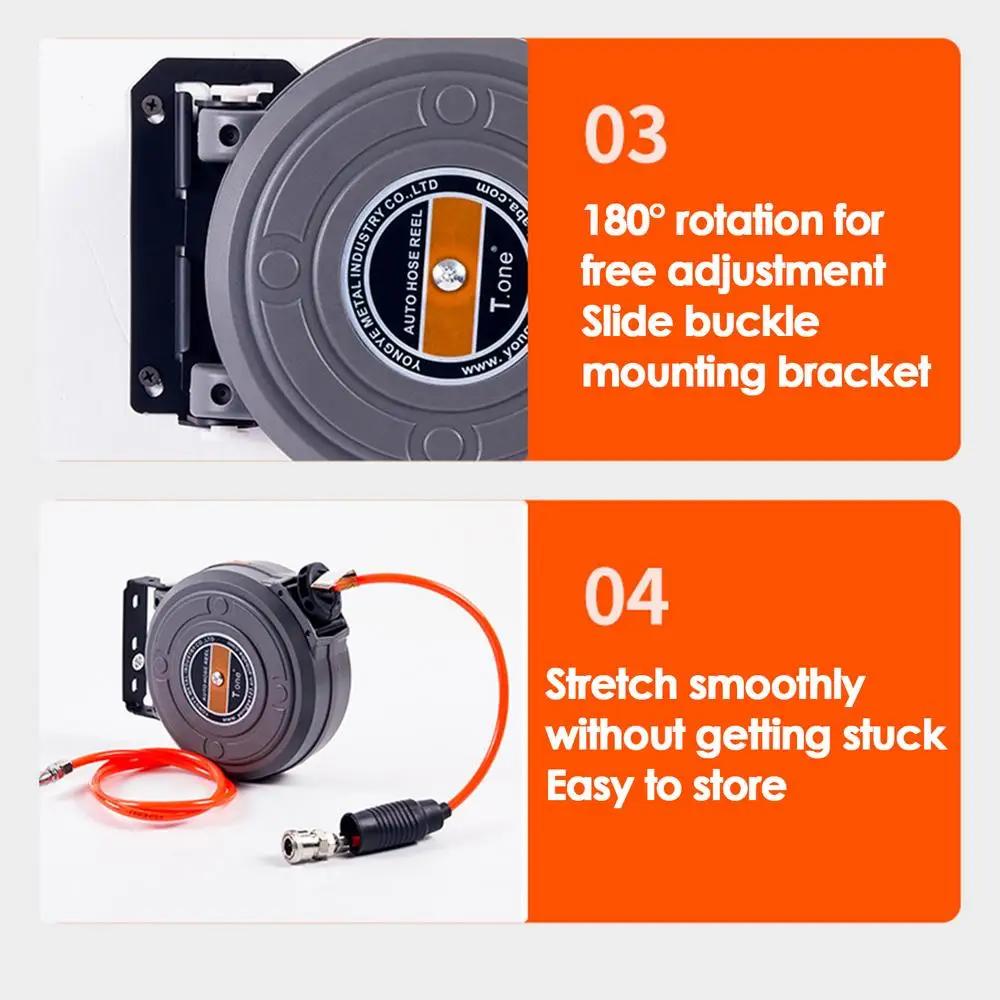Compressor Hose Reel Retractable 6m Automatic Rewind Tool Commercial Reel With Swivel Bracket Quick Coupler Air Compressor