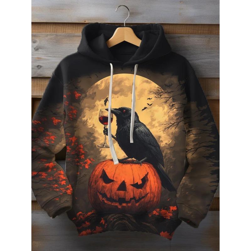 Men's Crow Pumpkin Head Graphic Hoodie 3D Print Unisex Sweatshirt Autumn/Winter New Men Women Casual Pullover Y2k Tracksuit Coat