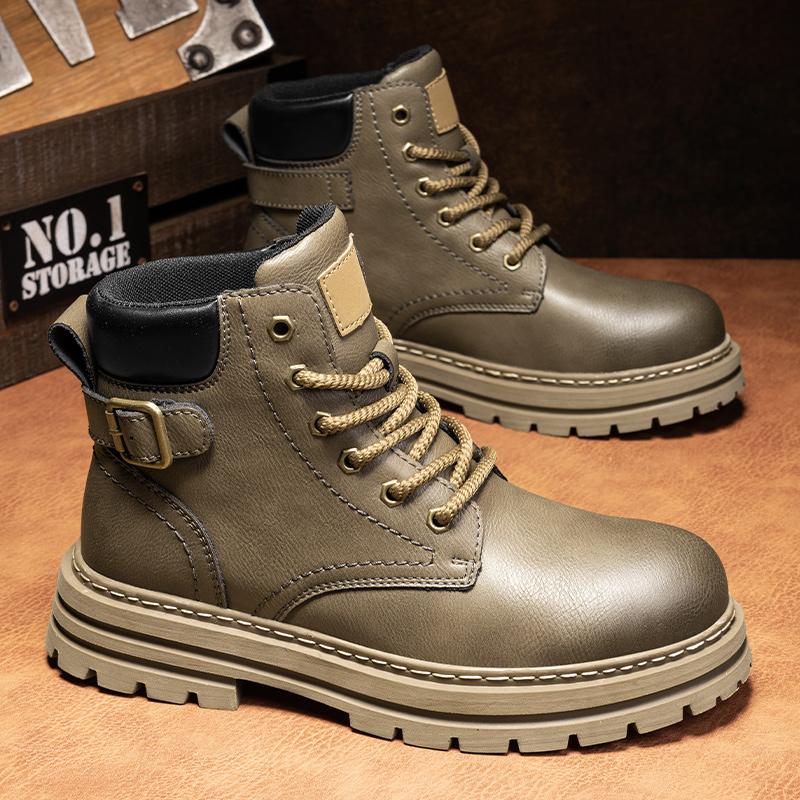 

British Style Basic Boots Outdoor Motorcycle Men s High-top Fashion Casual Shoes Men Shoes Men s Autumn Winter Motorcycle Boots 45 хаки