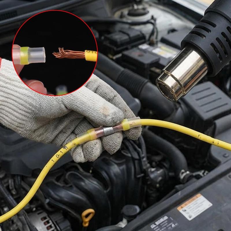 Heat-Shrink Wire Terminals Waterproof Solder Seal Butt Connector Kit with Heat Shrink Tube Electrical Wiring Cable Connectiors