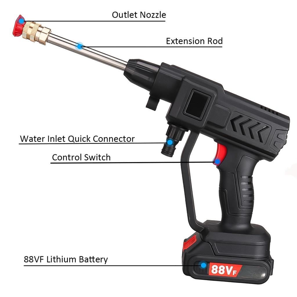 1500W 60 Bar Cordless High Pressure Car Washer Rechargeable Car Electric Water Gun Foam Machine for Makita 18V Battery