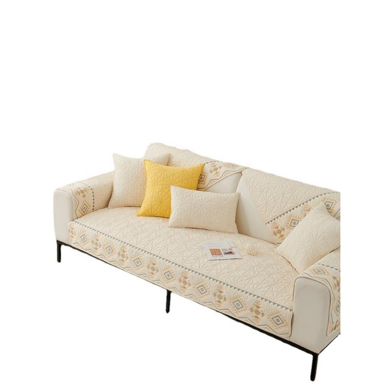 Sofa Cushion New Fabric Craft Ethnic Style Four Seasons Non-Slip Washed Cotton Simple Modern Universal Backrest Towel Cover Thickened