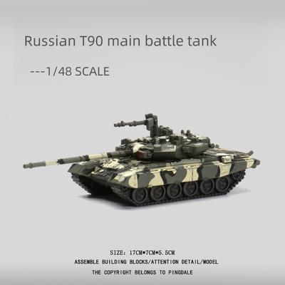 1:48 Kreativní Vojenská Série Ruský T-90 Hlavní Bojový Tank Model Stavebnice DIY Sestavovací Cihličky Hračky Pro Kluky Vánoční Dárky