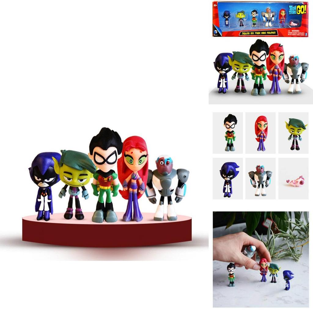 Vibrant Teen Titans Go Figure Set Featuring Robin Raven Beast Boy Starfire Collectibles