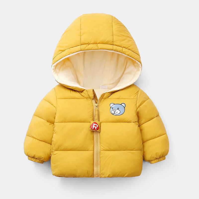 Winter Baby Boys Fleece Jacket Kids Cartoon Bear Zipper Coat Autumn Boy Warm Hooded Down Jackets Children Outerwear Clothing
