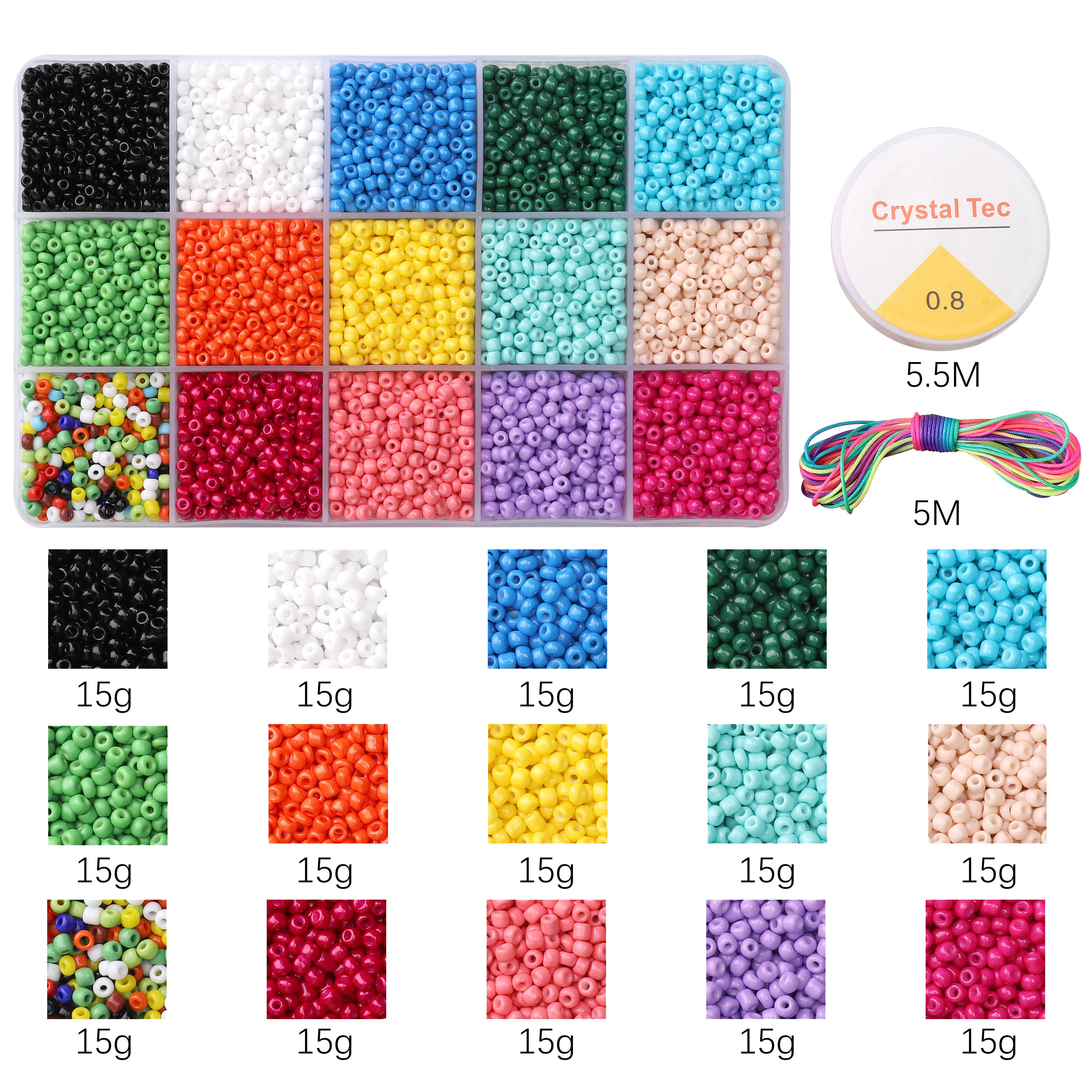 

15 коробок/пакет Стеклянный бисер Эластичная леска Нить Шнур Для DIY Аксессуаров Изготовление Ювелирных Изделий 7500pcs