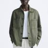 Zara Solid Color Loose Casual Shirt Jacket Men Jackets Khaki 5070033-505