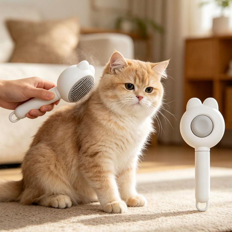 Pet Needle Comb For Cats Rabbits Special Ear Comb Floating Hair Remover Easy Grooming Massaging Brush For Small Pets серый