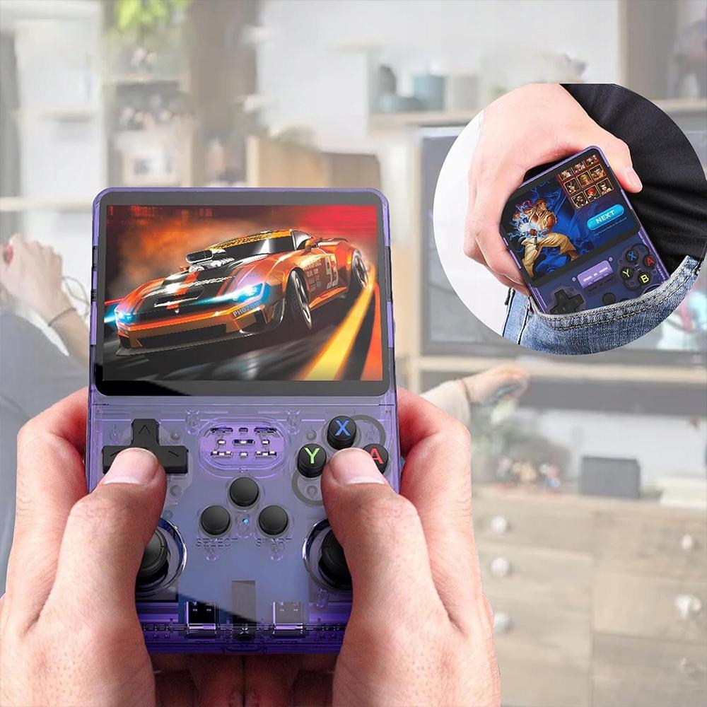 Consolă de joc portabilă R36S 64GB Încorporat/Player Arcade Retro FC/Ecran HD 3.5”/Suportă 10+ Simulatoare PSP/PS1/N64