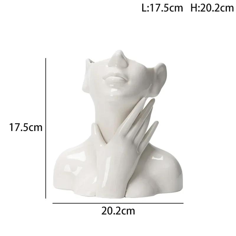 Ceramic Human Face Flower Vases Home Decor Creatrive Art Sculpture Human Head Abstract Plant Flower Pot Living Room Decors