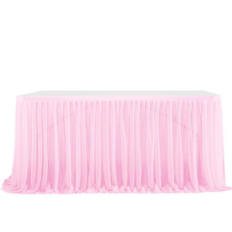 Table Skirt Pleated Table Circumference Birthday Party Wedding Decoration Ruffle Edge Elastic Thin Gauze Table Skirt Tulle