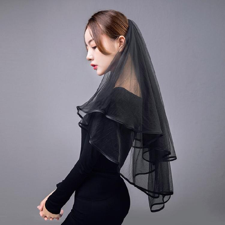 Hochzeitstüll Brautspitzen-Schleier mit Schleife/Blumenbesatz Eleganter Schleier für Brautjungfern