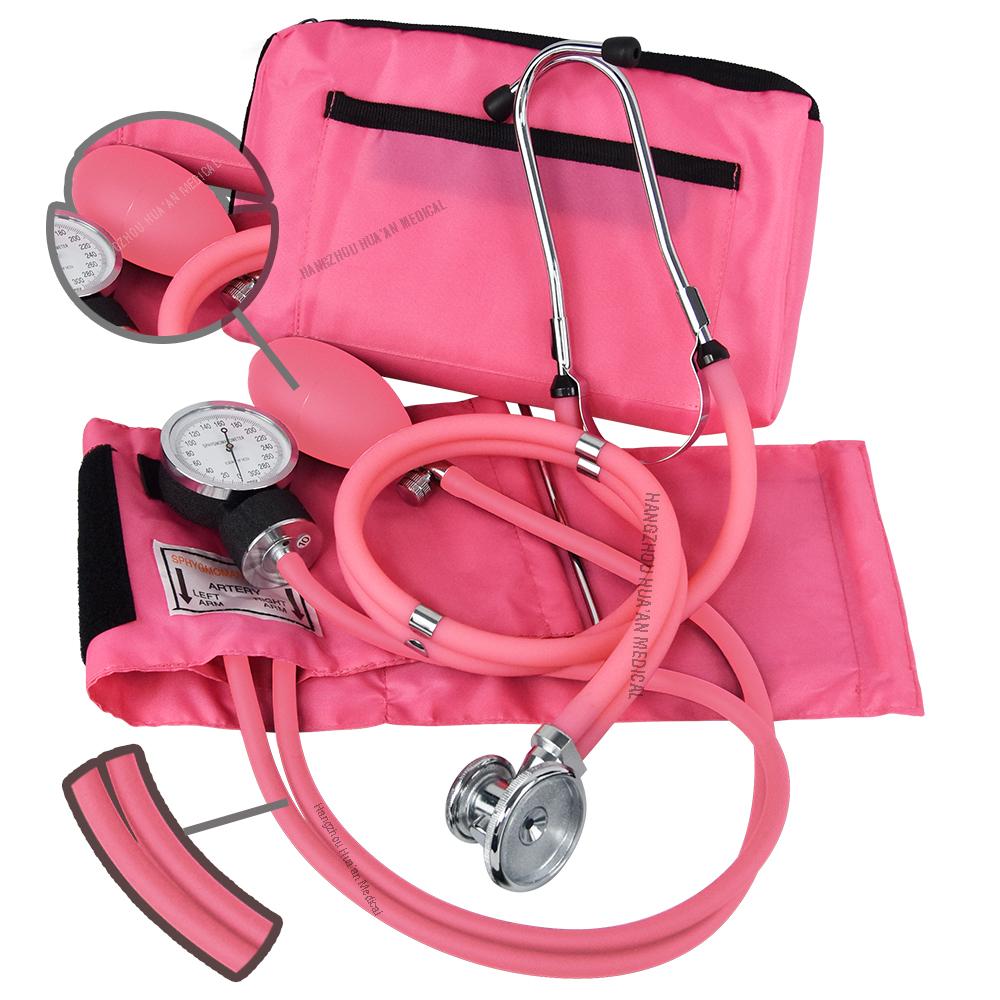 HUA AN MED Household Medical Devices Manual Blood Pressure Monitor Aneroid Sphygmomanometer With Stethoscope for Family Health C Steel