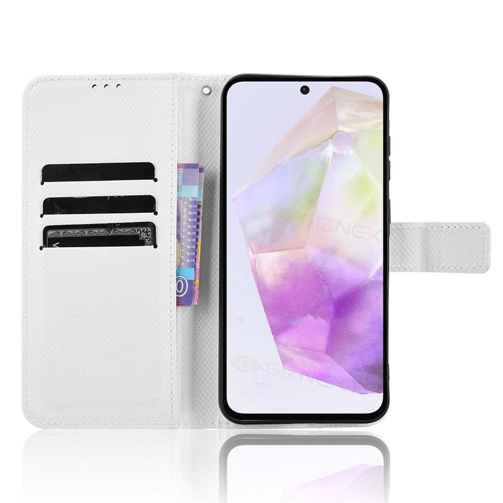 

For Samsung Galaxy A36 5G Case PU Leather Diamond Texture Wallet Phone Cover White