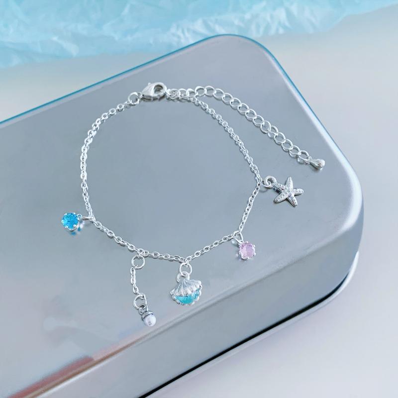 

Летний браслет в океанском стиле с шармами Морская звезда Ракушка Жемчуг Бриллиант Двухслойный браслет-ожерелье Минималистичные украшения