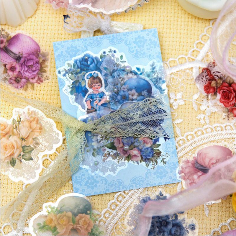 1pack/20Pcs Retro Literary Flower Sticker Set European Classical DIY Handmade Album Scrapbooking Decorative Paper Supplies
