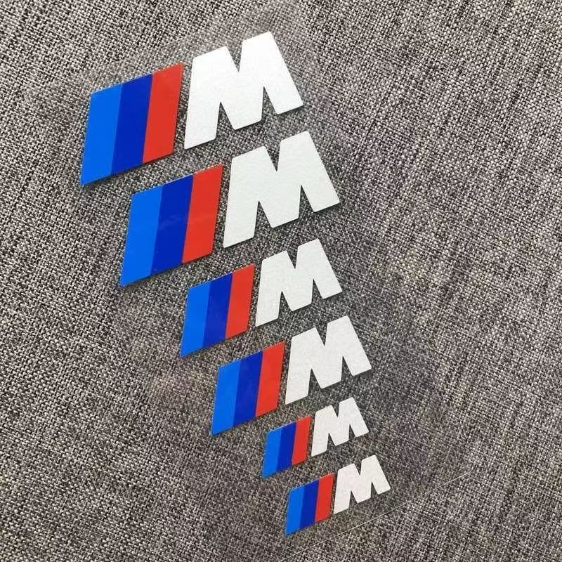 6 ks pro samolepku na třmen BMW M, samolepka na brzdu pro vysoké teploty, modifikovaná samolepka BMW BMW třípruhová samolepka na auto M. Sklo okna.