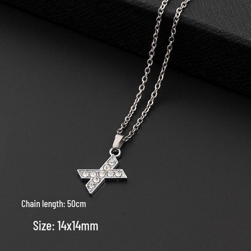 European & American Diamond Letter Pendant Necklace for Women - Stainless Steel Jewelry