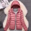 Women Winter Ultralight Hooded Jacket Ultra Thin Warm Lightweight Down Jacket Portable Fashion Hoodies Jacket