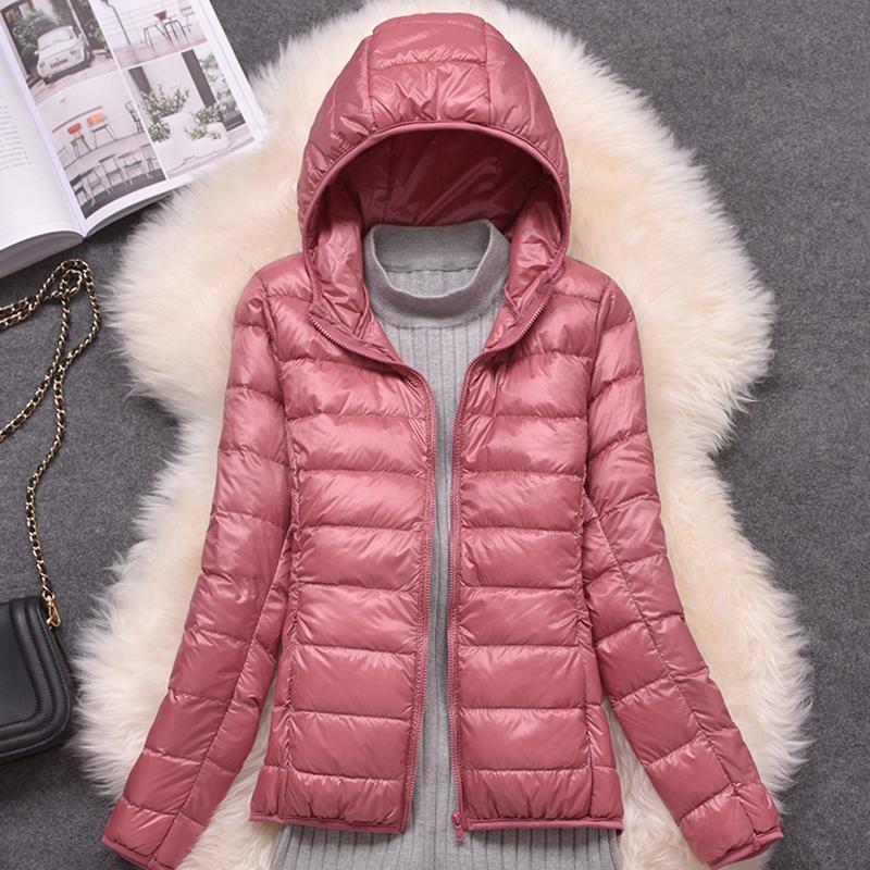 Women Winter Ultralight Hooded Jacket Ultra Thin Warm Lightweight Down Jacket Portable Fashion Hoodies Jacket