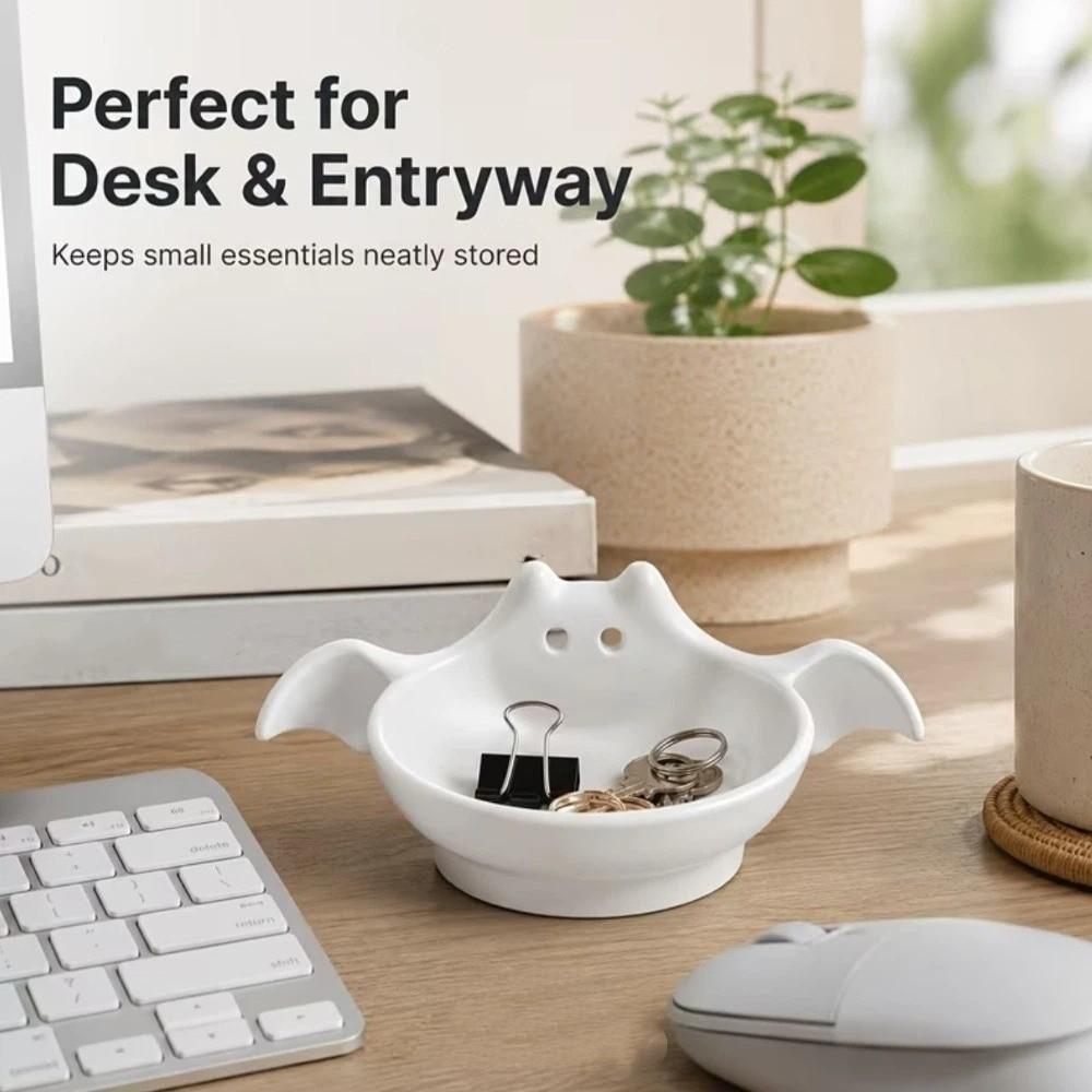3D Printed Ghost Bat Desktop Decor Tray Cute Desktop Candy Bowl  Entryway Table