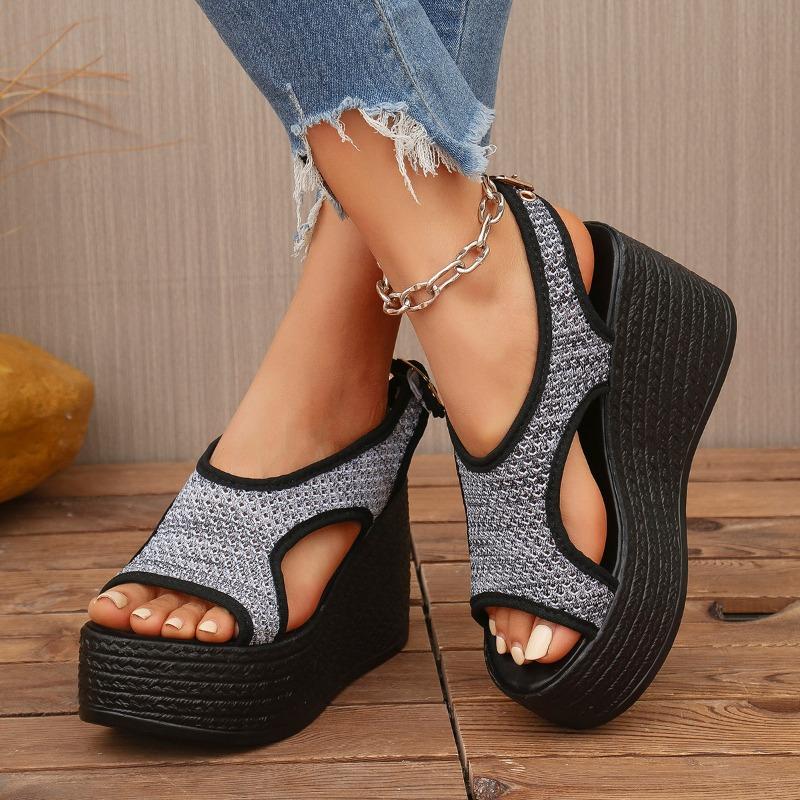 Sandals Female Super High Heels Heightening New Summer Fish Mouth Thick Bottom Slippers Fashion Muffin Shoes Women's Shoes