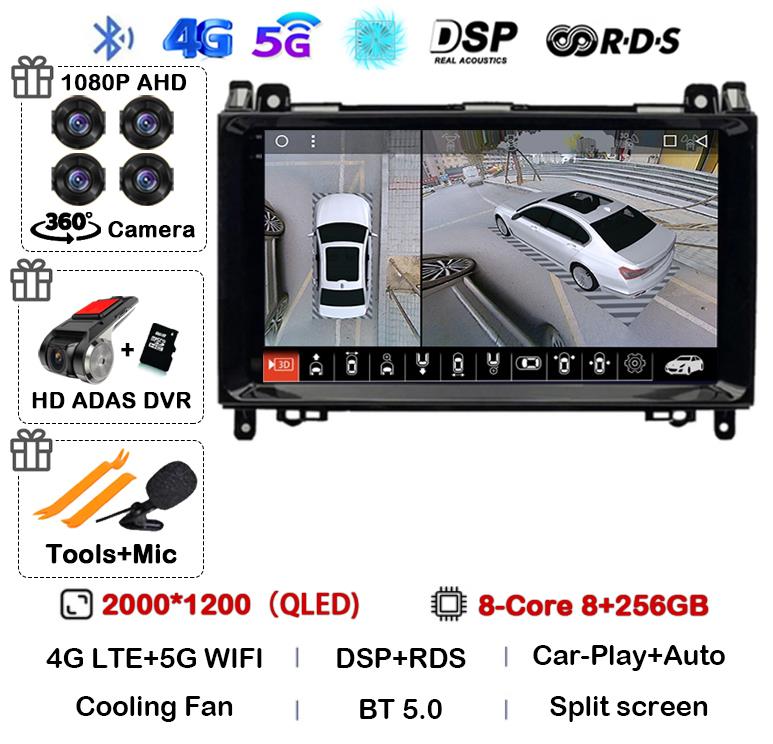 Android 14 Car Radio For Mercedes Benz B200 Sprinter W906 W639 AB Class W169 W245 Viano Vito Multimedia GPS Stereo Video Player