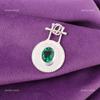 Oval Green Emerald Gemstone Sterling Silver Mother Gift Birthday May New Pendant PP-57-5