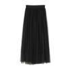 Skirt Mesh Skirt High Waist Female Medium and Long Pleated Thin Black and White Long Skirt Fairy Skirt
