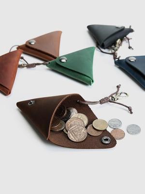 Vintage Crazy Horse Leather Coin Purse - Top Grain Cowhide Student Wallet & Mini Pouch