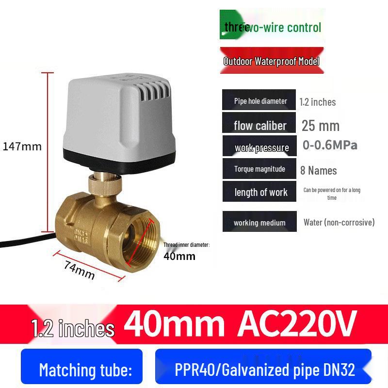 220V DN15 Měděný závitový elektrický kulový ventil pro regulaci vody