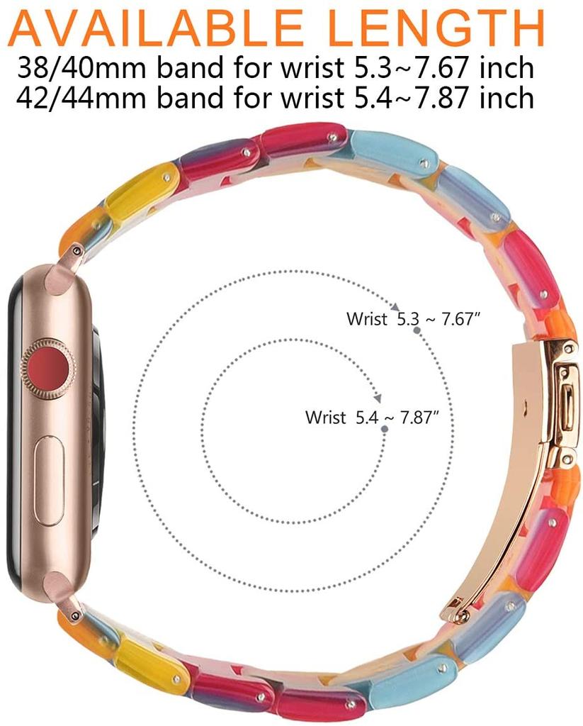 Resin Strap for Apple Watch Band 44mm 40mm 42mm 40mm Accessoreis Luxury Watchband Belt Bracelet iWatch Series 3 4 5 Se 6 Band