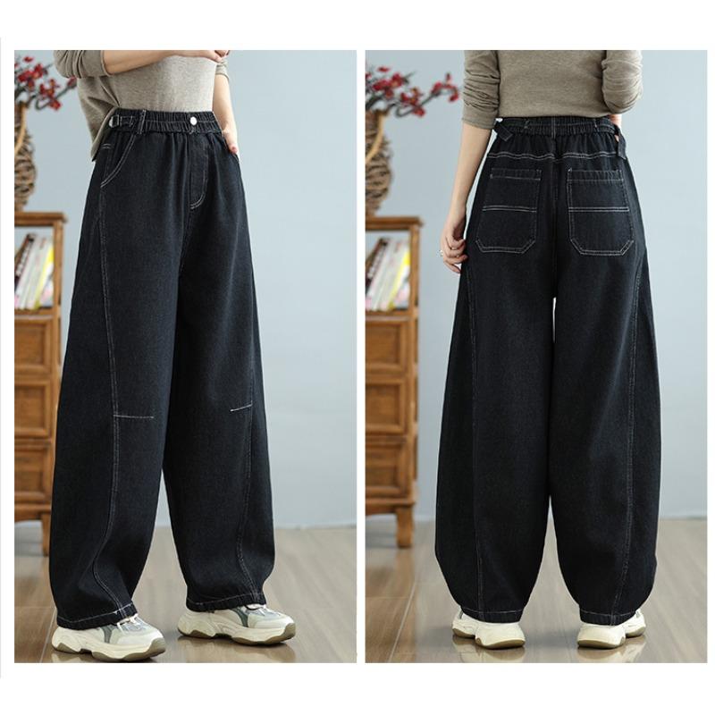 DIMANAF 2025 Autumn Winter Plus Size Jeans Women Thicken Flocking Warm Vintage Cotton Denim Long Pants