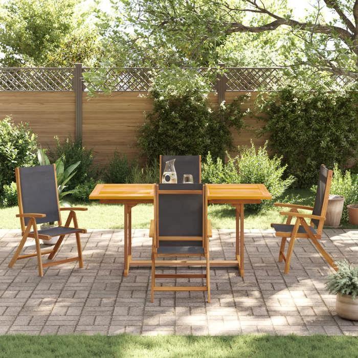 VidaXL Ensemble à manger de jardin 5pcs bois d'acacia solide textilène, ensemble à manger d'extérieur, meuble de salle à 3279268