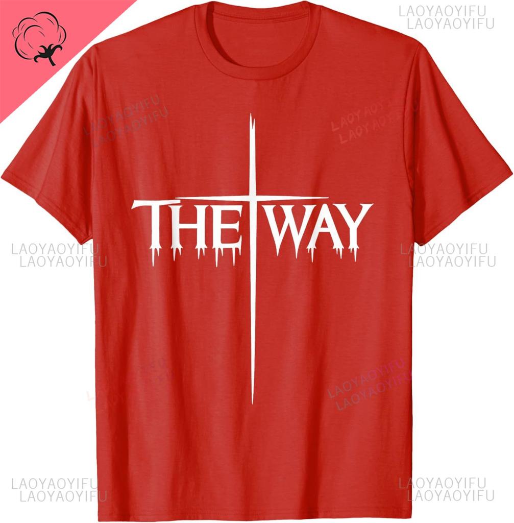 The Way Jesus Cross Graphic Scripture Inspired Wear Tshirt Vintage Clothes Breathable And Comfortable Cotton Tee Camisas