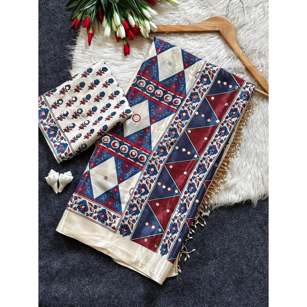 New Super Hit Ajrakh Print Saree Collection