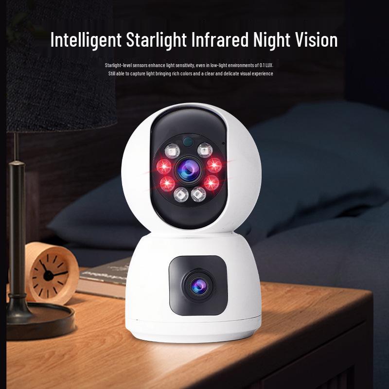 360° Dual-Lens Wireless Indoor Surveillance Camera with Dual-Screen and WiFi