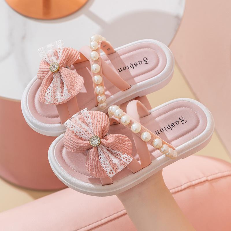 Princess shoes beach shoes girls drag summer new children little girl soft sole non-slip pearl outer wear versatile sandals