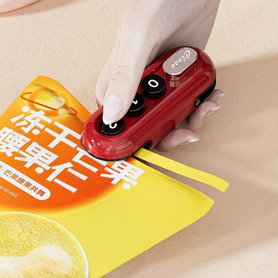 Magnetic Bag Sealer, Rechargeable Food Sealer with Cutter, Portable Heat Seal Machine for Snack Chips Bags