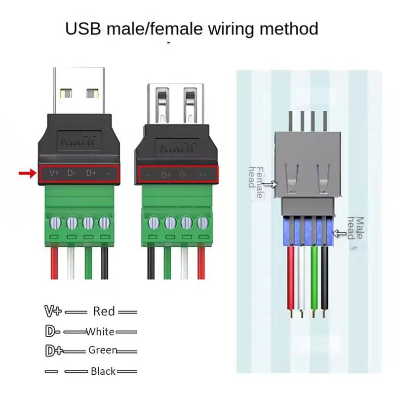 USB2.0-Anschluss Vermeiden Sie Schweißen Stecker Typ A Adapteranschluss Buchse USB Typ A 4-polig Stecker/Buchse 4-poliger Schraubklemmenstecker