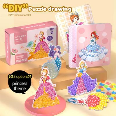 Children's DIY -up Sticker Book Paste Painting Toy Cartoon Clothes Changing Puzzle Stickers Drawing Toys for Children Early Educational Toys