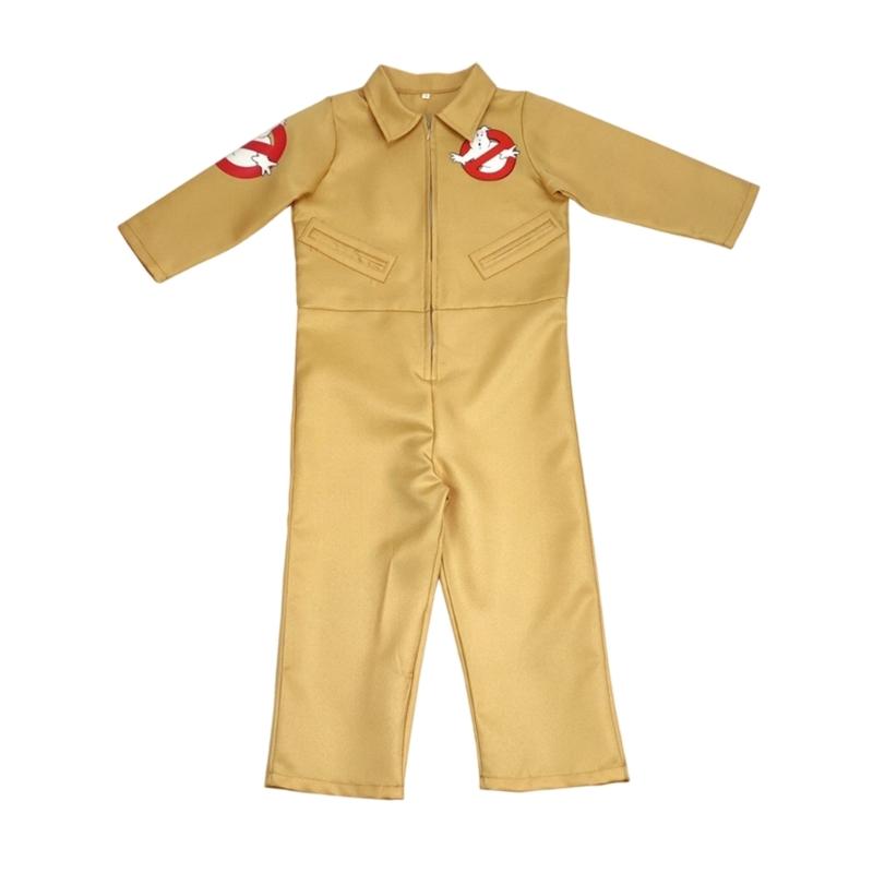 Kids Children Ghostbuster Costume with Protons Pack Accessory Ghostbuster Jumpsuit for Halloween Cosplay Party M