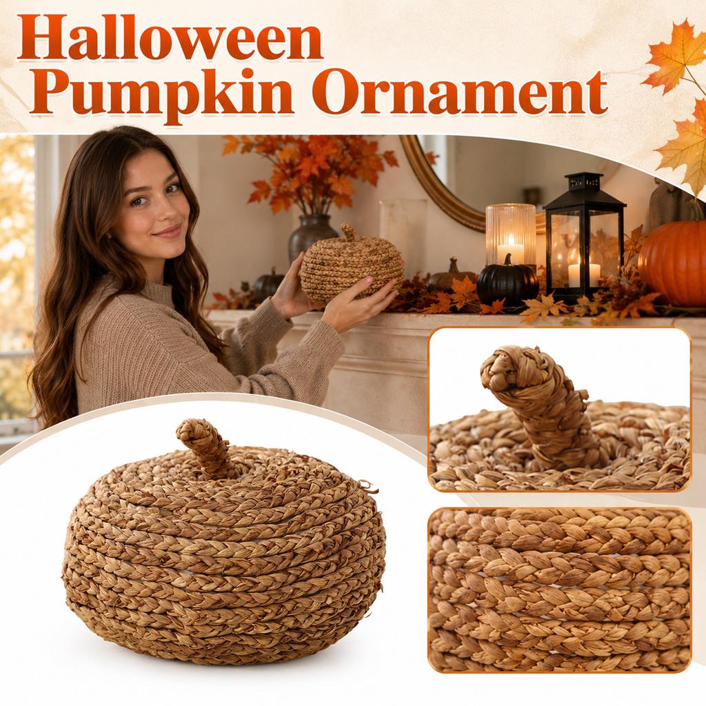 Knitted Christmas Pumpkin Ball and Woven Ornament Set for Home Decor