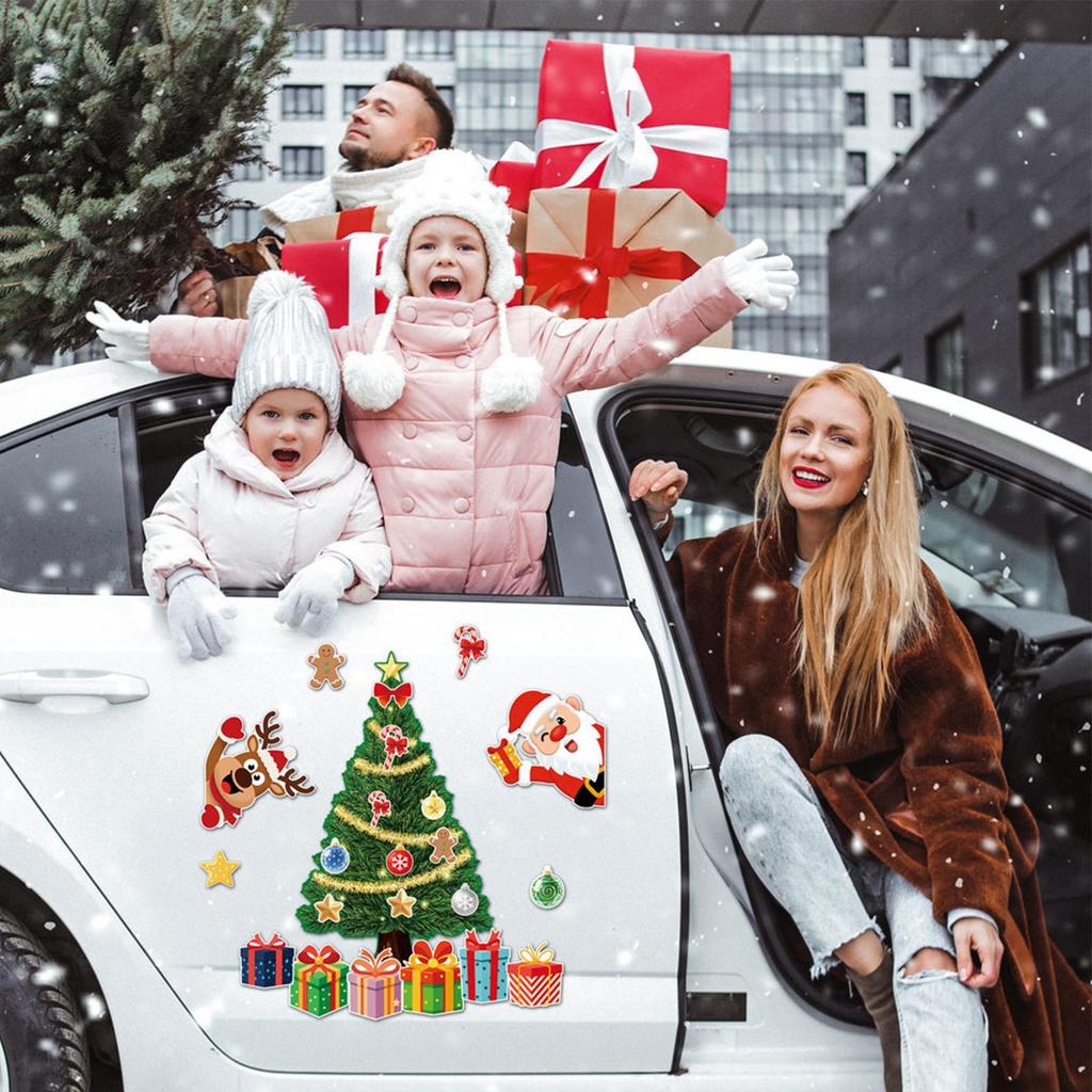 Magnesy Świąteczne Święty Mikołaj Drzewko Dzwonek Świąteczne Zimowe Naklejki Magnetyczne Dekoracje Świąteczne Na Tablicę Białą Szafkę Kuchenną