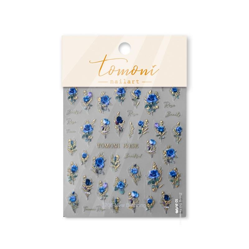 

Наклейки для дизайна ногтей с рельефным букетом роз, изготовление креативных декоративных наклеек своими руками to3706-golden