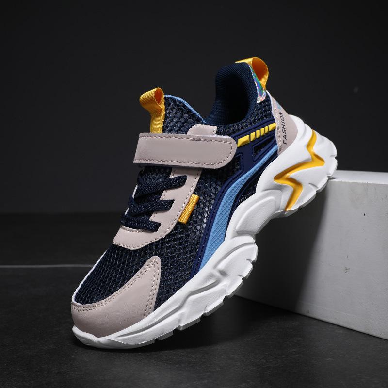 Children's Shoes Boys Spring and Autumn Four Seasons New Breathable Mesh Sports Shoes Primary School Students Lightweight Soft-soled Casual Running