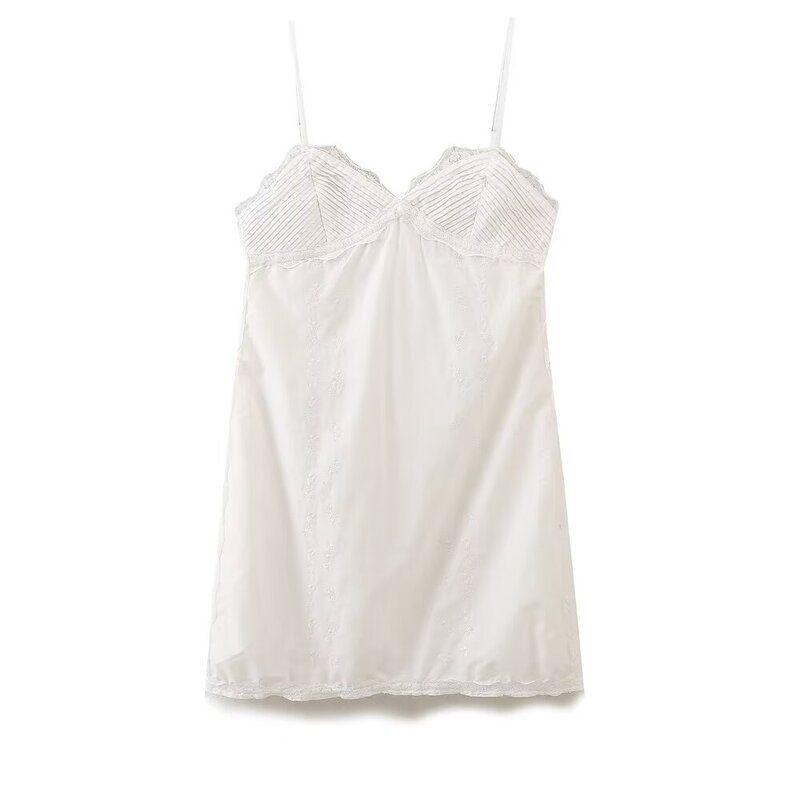 

Fashion Style 2024 Summer New Arrival Women s Clothing Fashion Embroidery Short Sling Dress 5107302800 White L