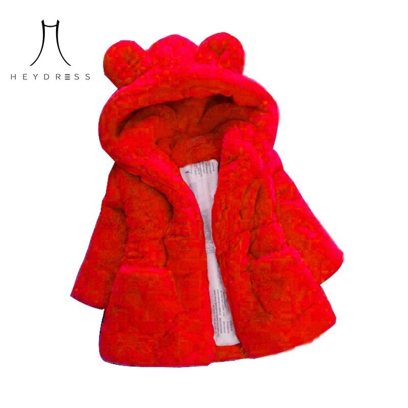 2023 Children Clothing Autumn Winter New Girl Children Imitation Fur Cotton-padded Jacket Ears Thickened Jacket Winter Fashion Warm Coat
